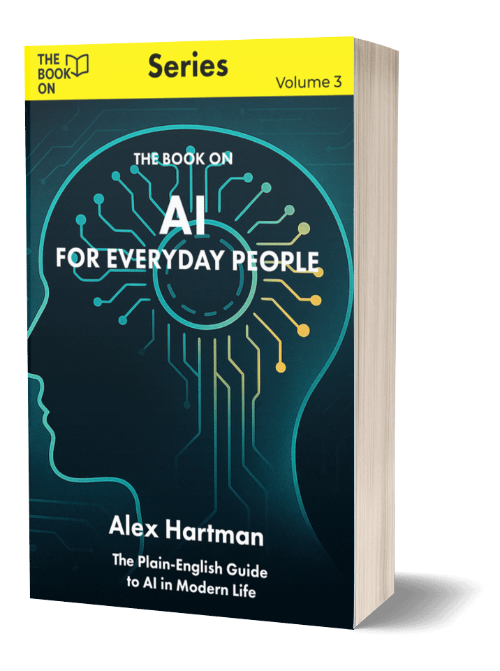 Book cover: AI for Everyday People by Alex Hartman.