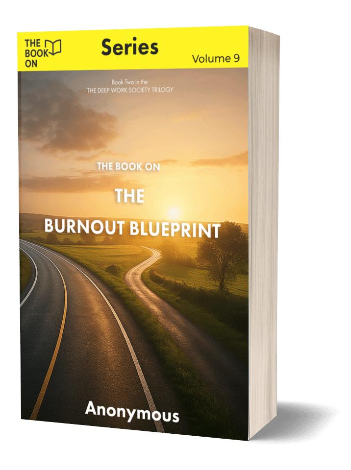 Book cover: The Burnout Blueprint, sunset road theme.